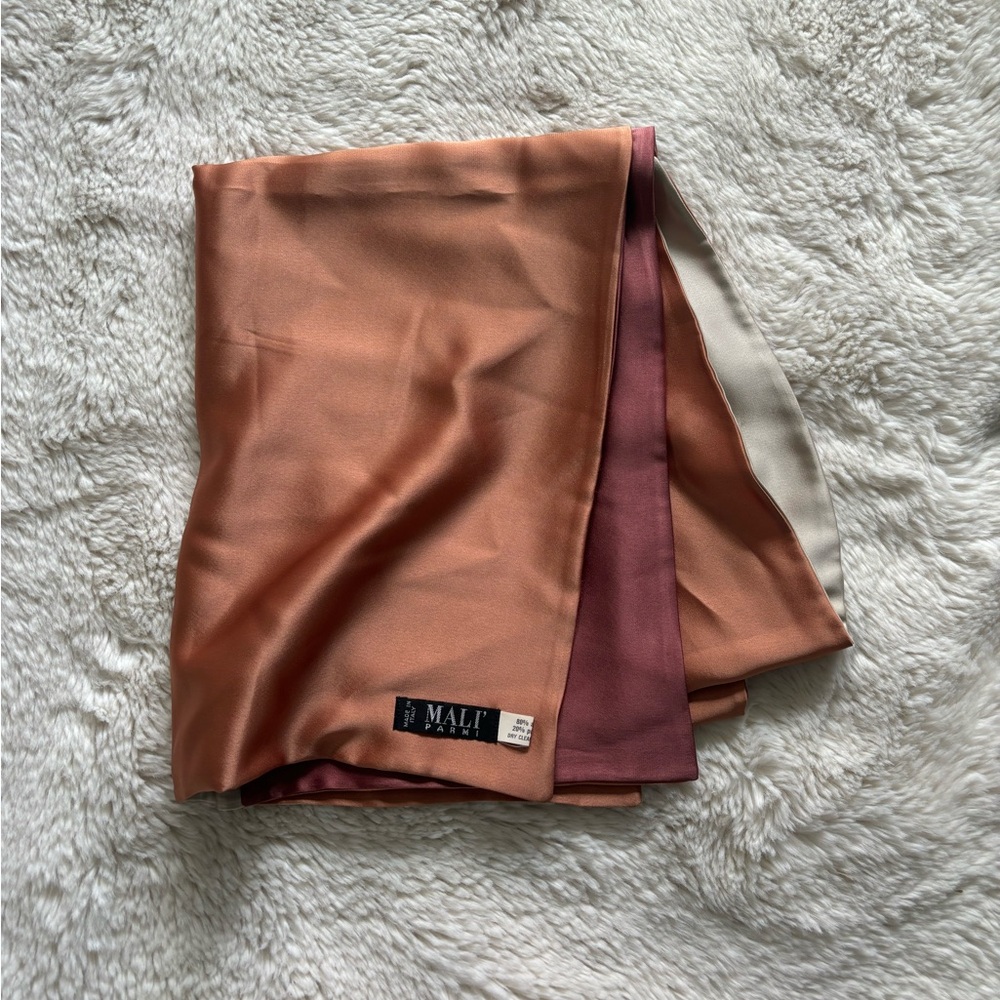 VTG Maliparmi Peach Silver Mauve Color Block Scarf